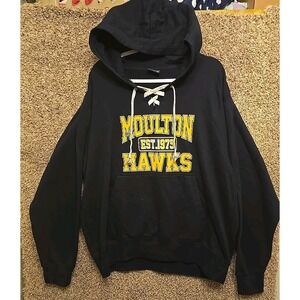 Moulton Hawks Black hoodie Est. 1975 design MV Sport tag. Size XL